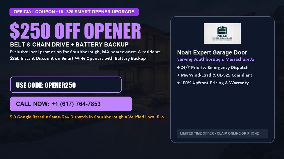 $250 OFF Smart Wi-Fi Garage Door Opener Installation in Southborough, MA - Noah Expert Garage Door